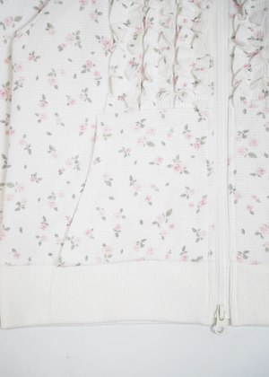 flower waffle zip hoodie