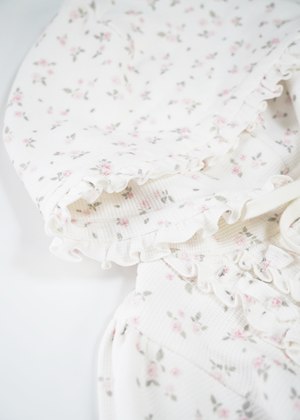 flower waffle balloon zip dress