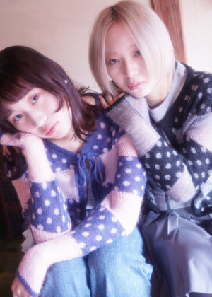 color dot knit cardigan