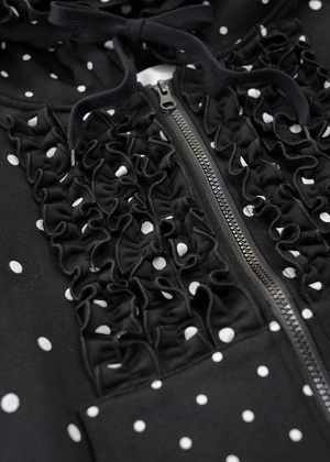 dot frill cotton zip hoodie