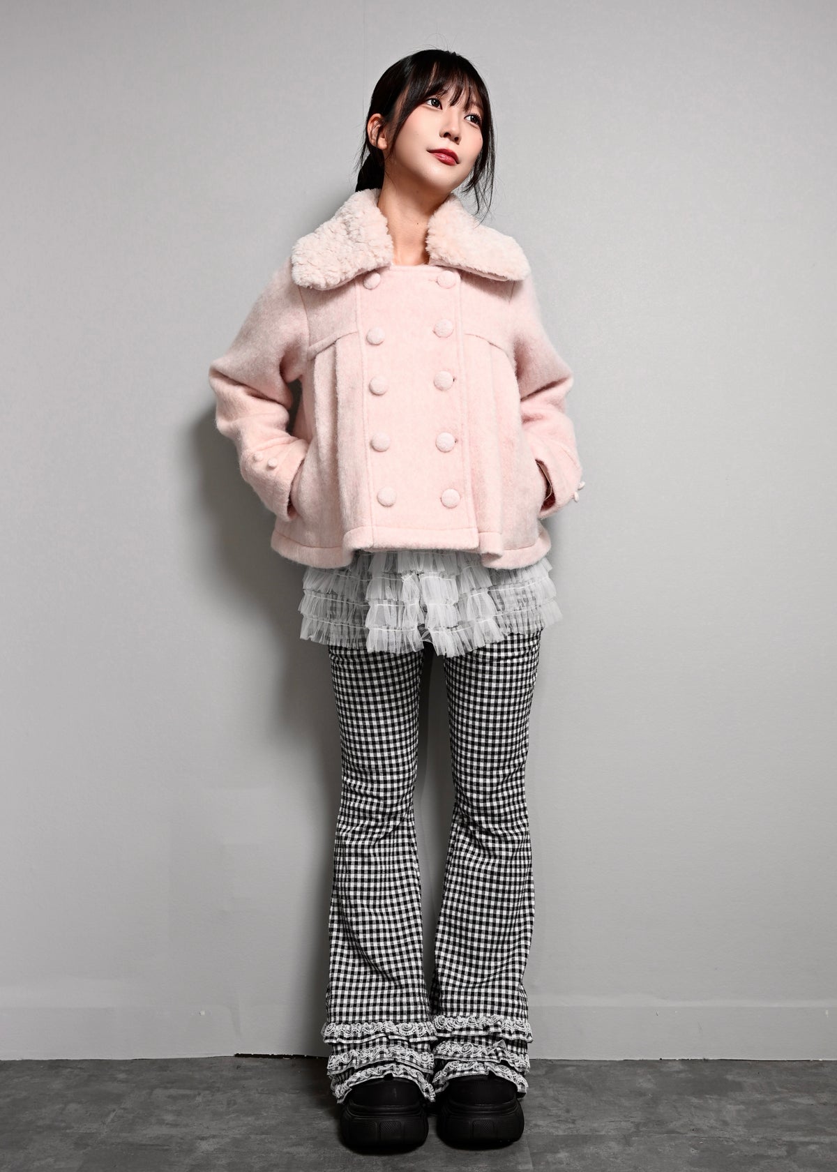 grace fur collar wool coat