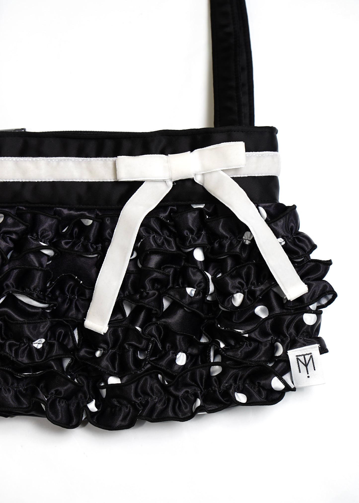 ribbon ruffle satin bag