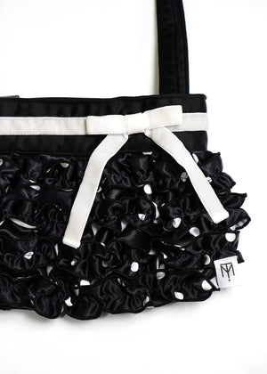 ribbon ruffle satin bag