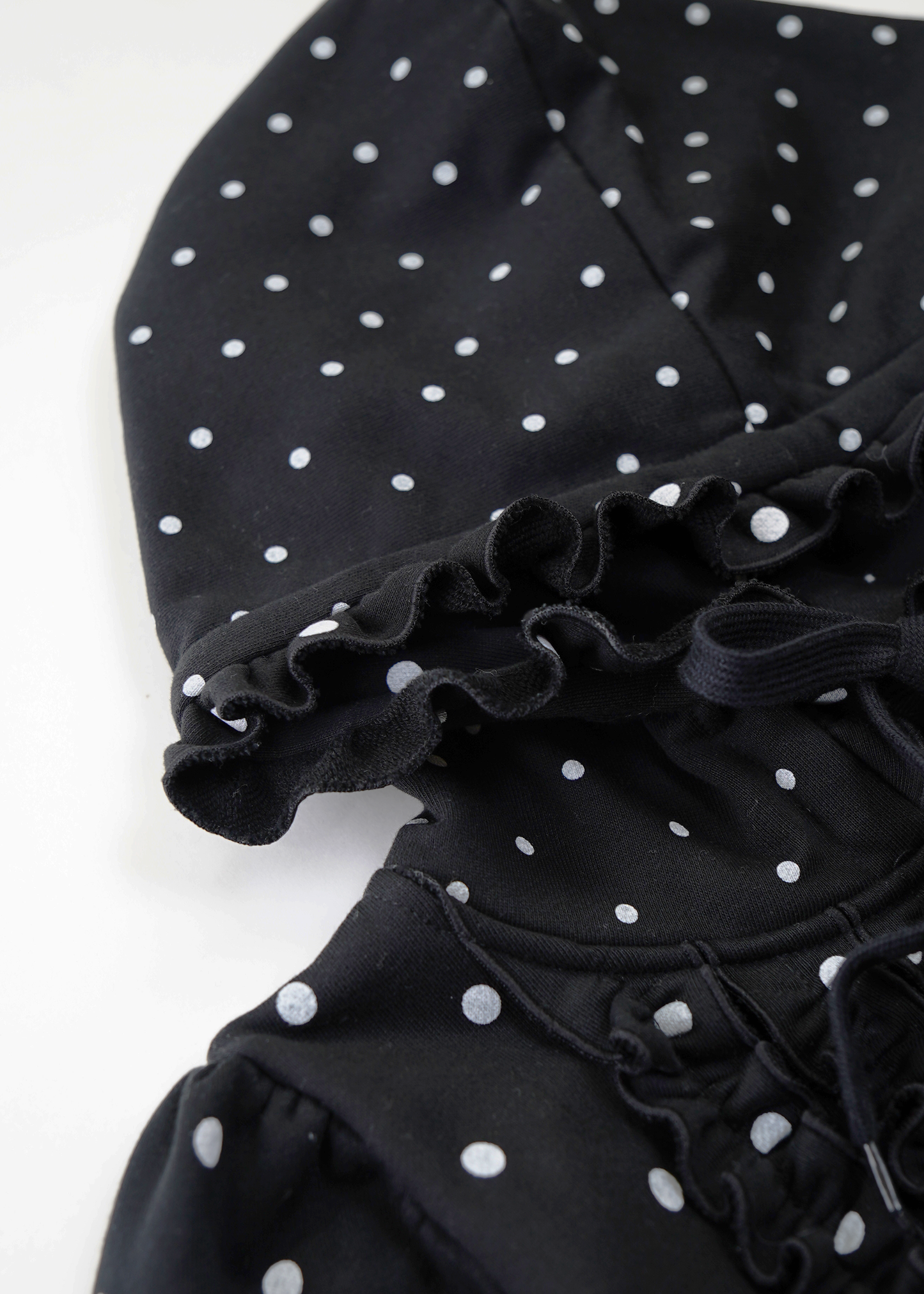 dot frill cotton zip hoodie