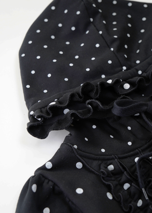 dot frill cotton zip hoodie