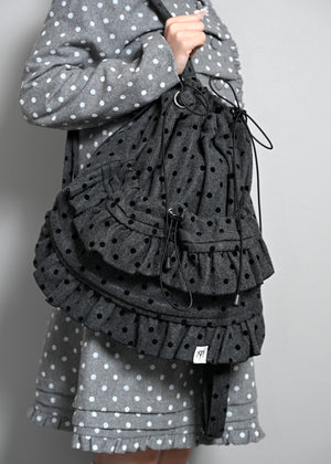 velvet dot woolly frill knapsack