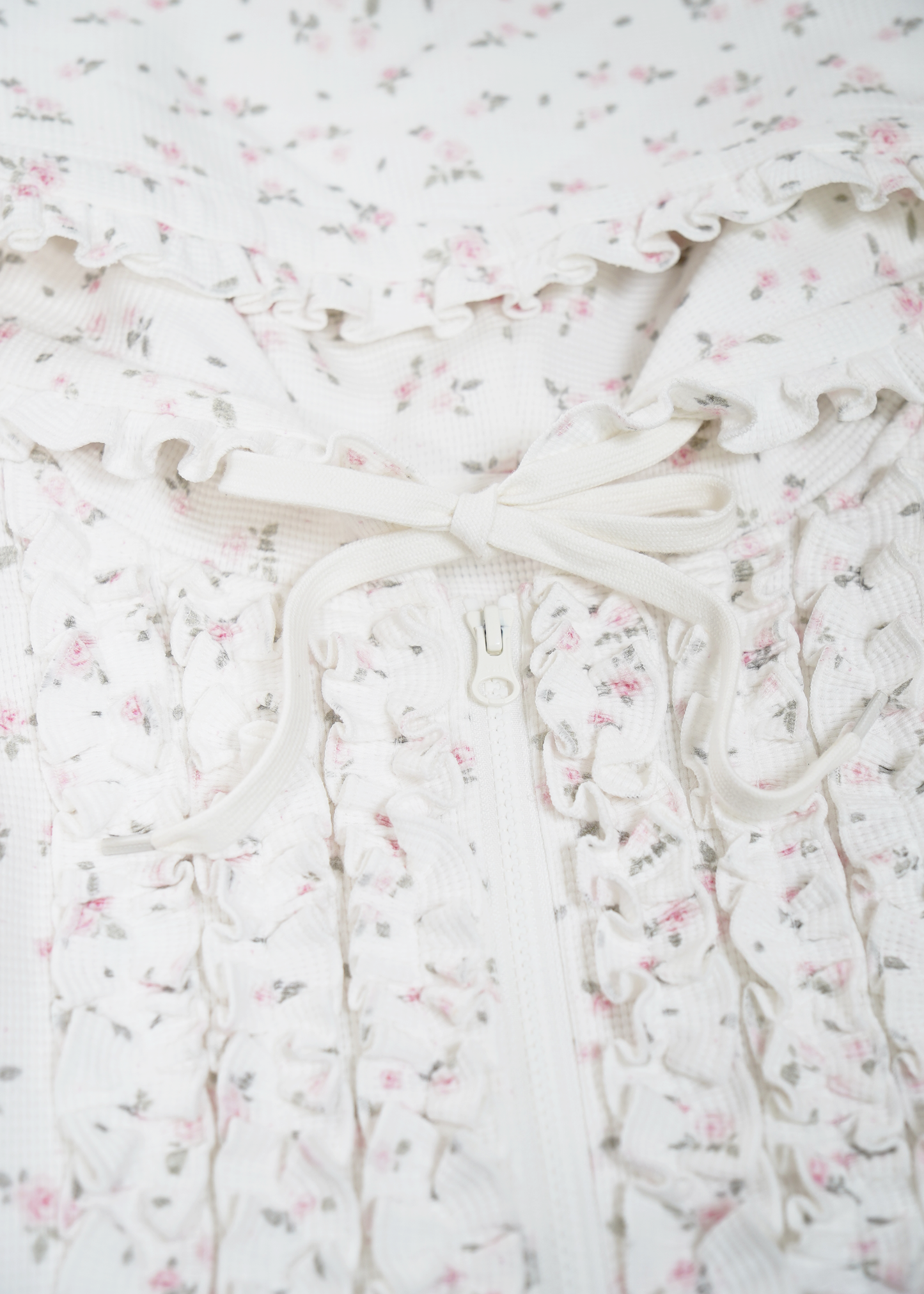 flower waffle balloon zip dress