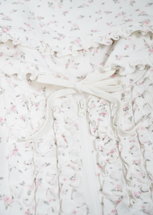 flower waffle balloon zip dress