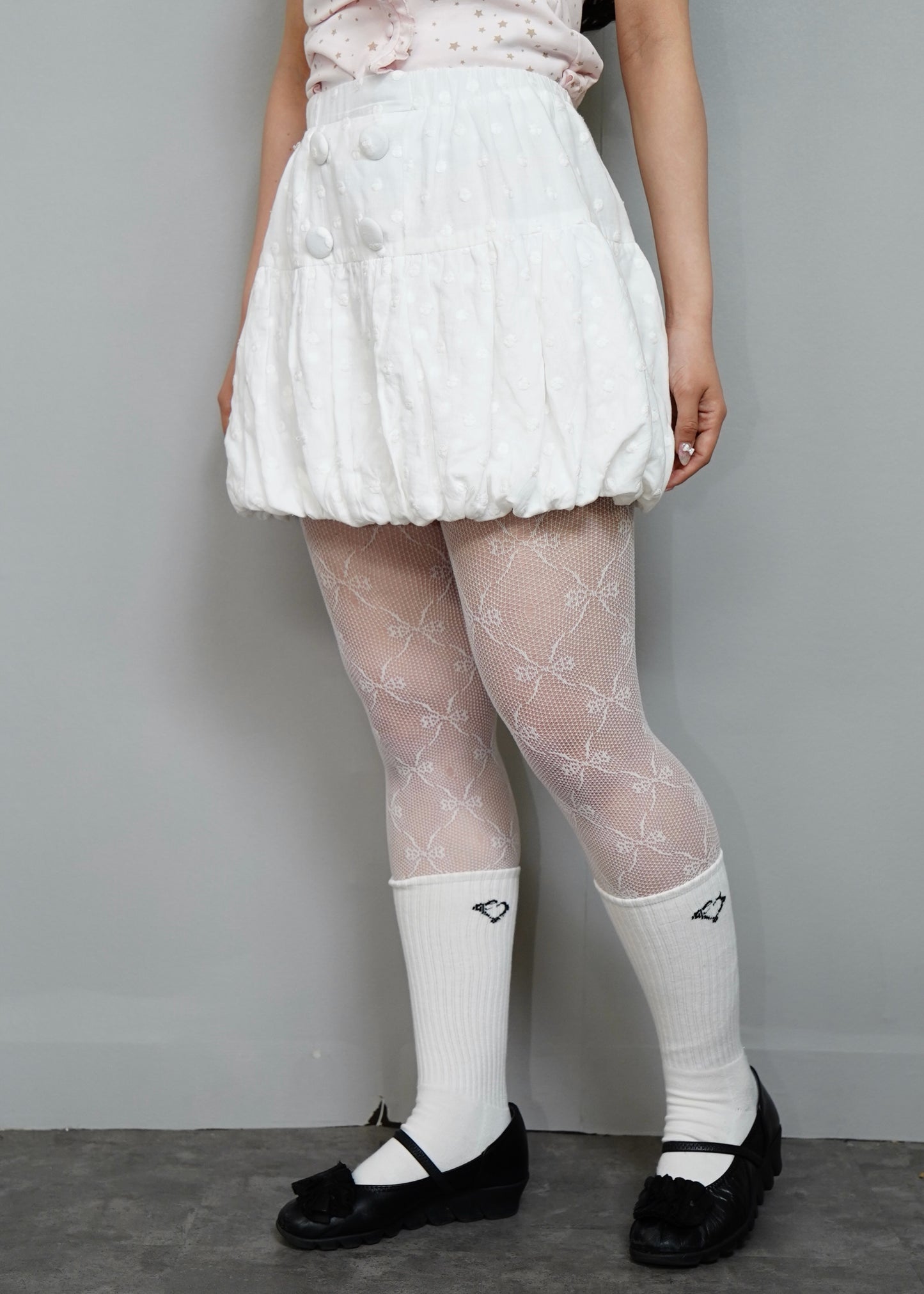 cotton dot stitch balloon skirt