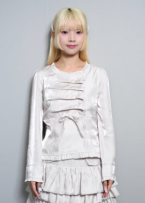 button up shimmer blouse