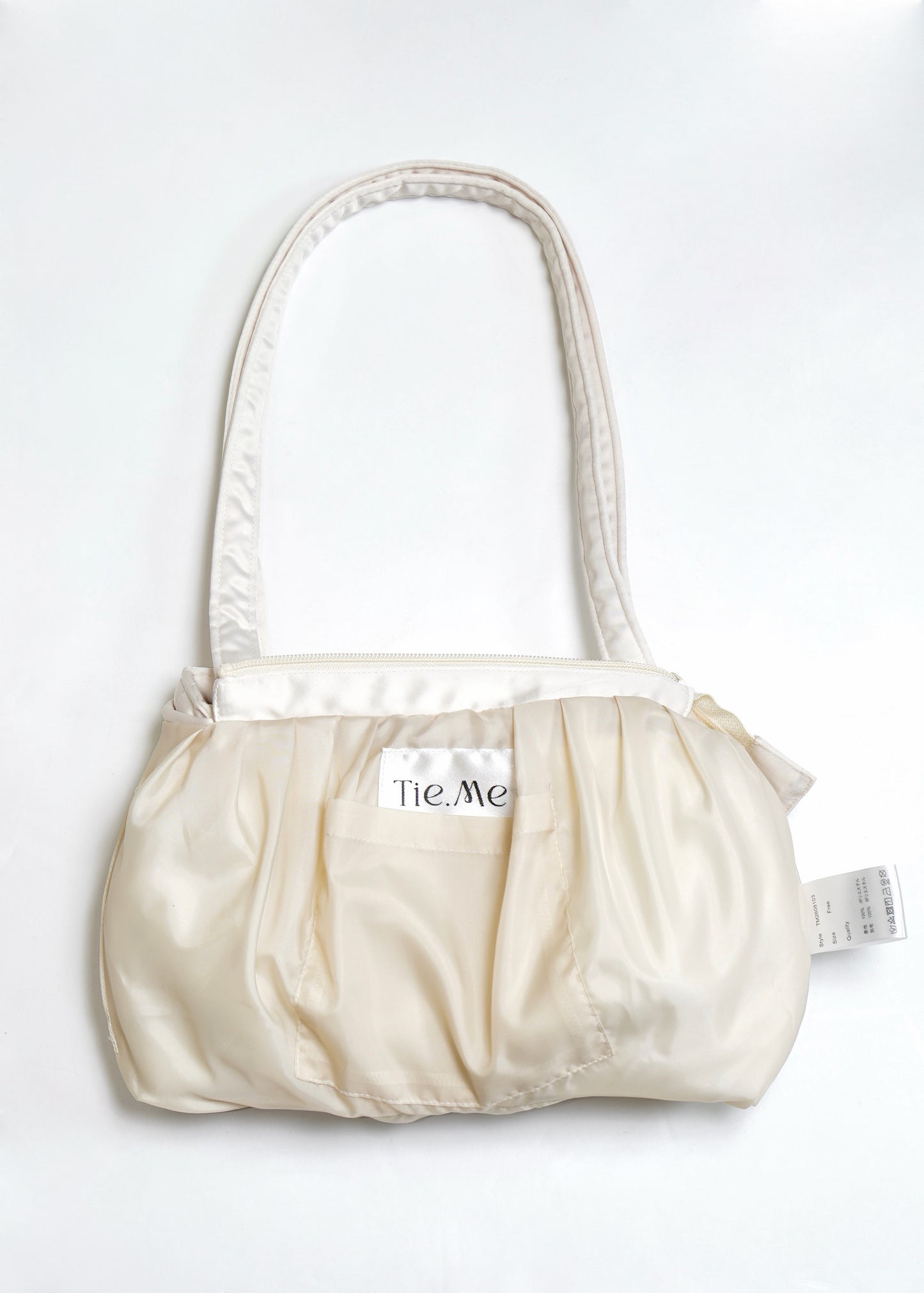 ribbon ruffle satin bag