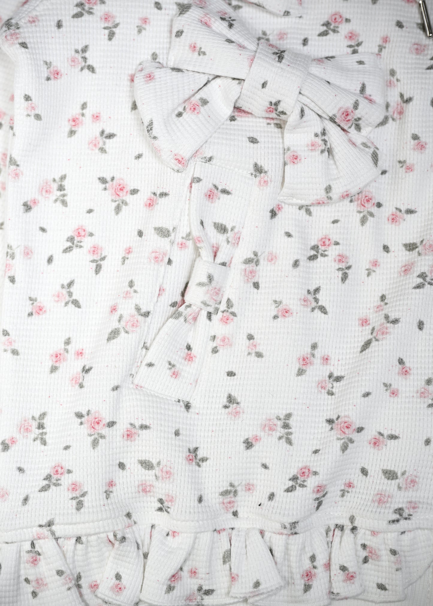 flower waffle ribbonful zip hoodie