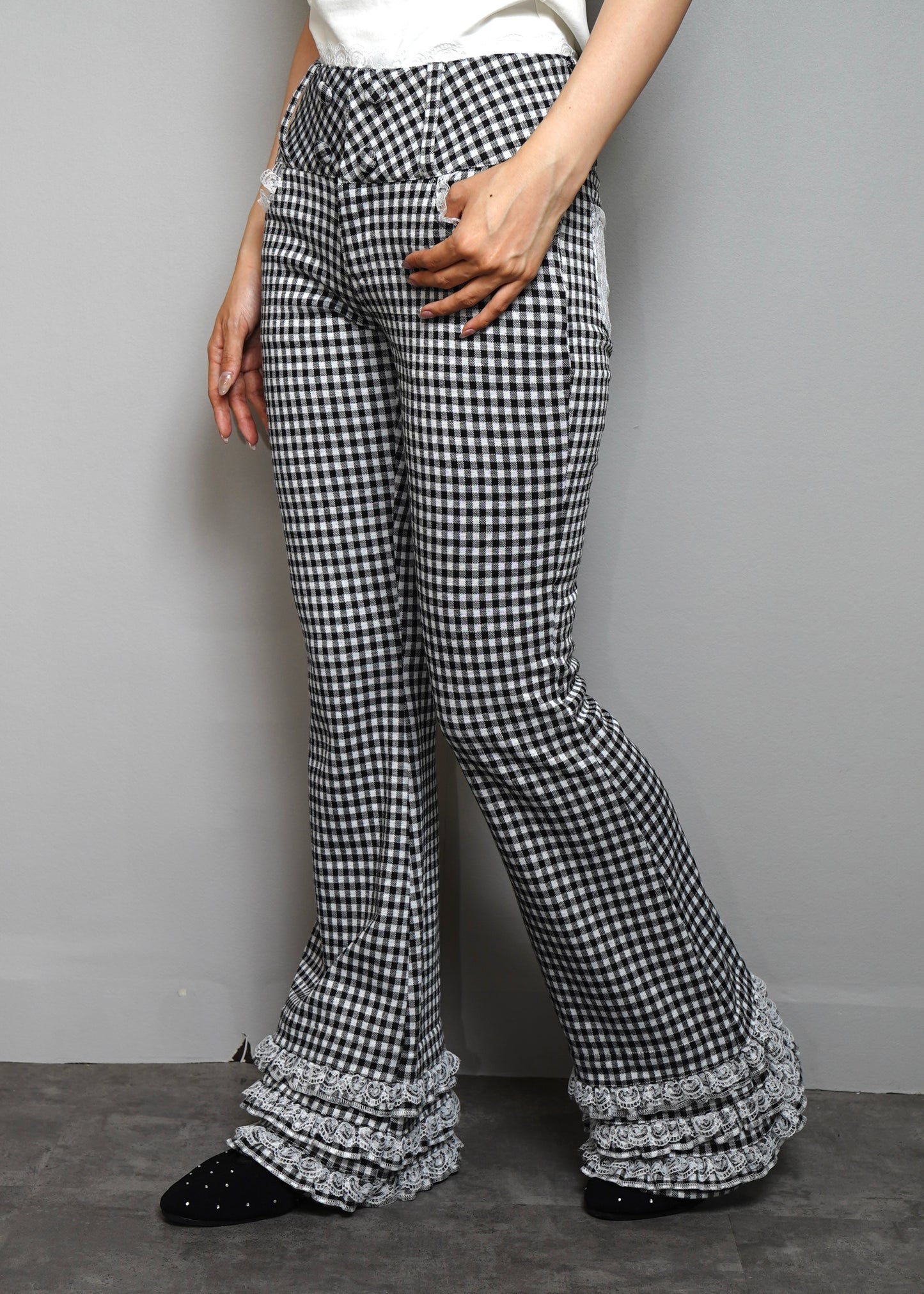 vintage lace gingham pants