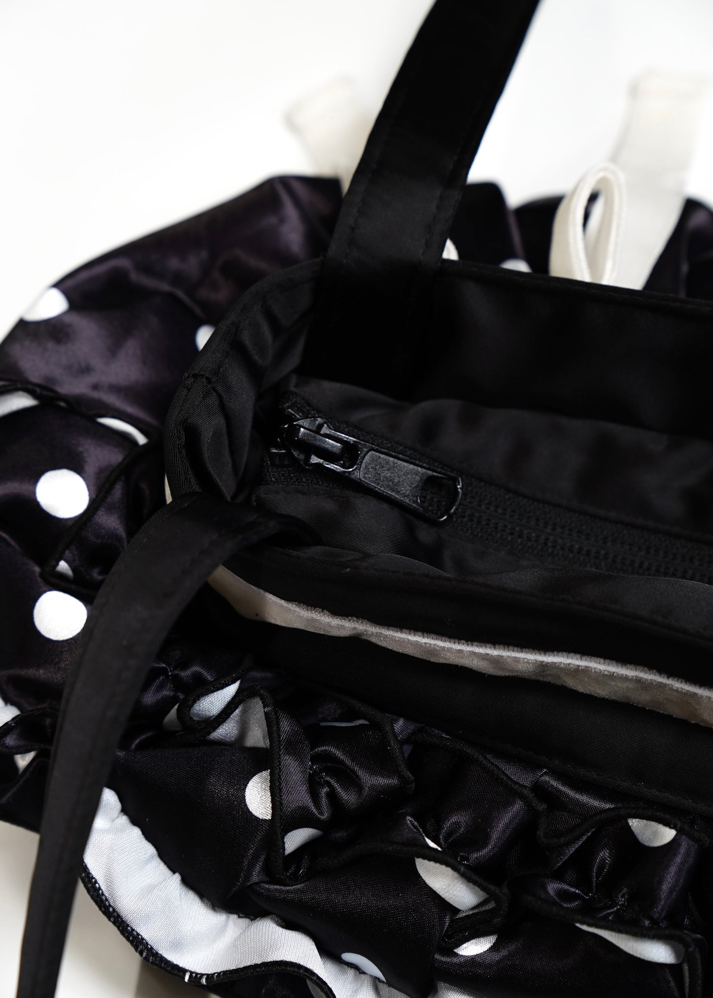 ribbon ruffle satin bag