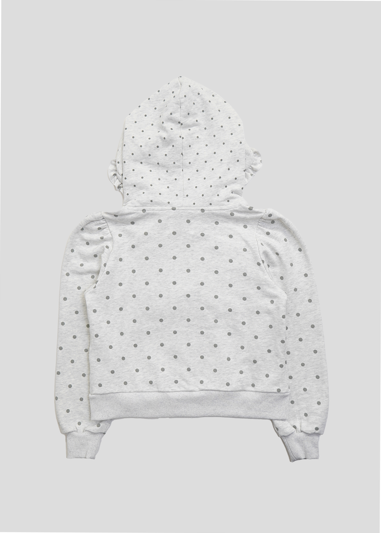 dot frill cotton zip hoodie