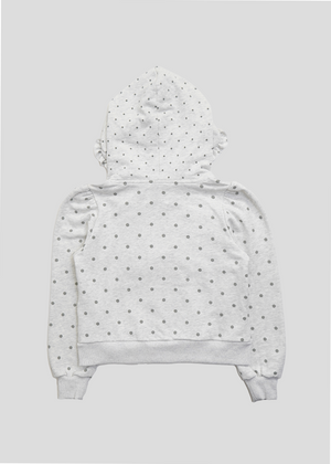 dot frill cotton zip hoodie