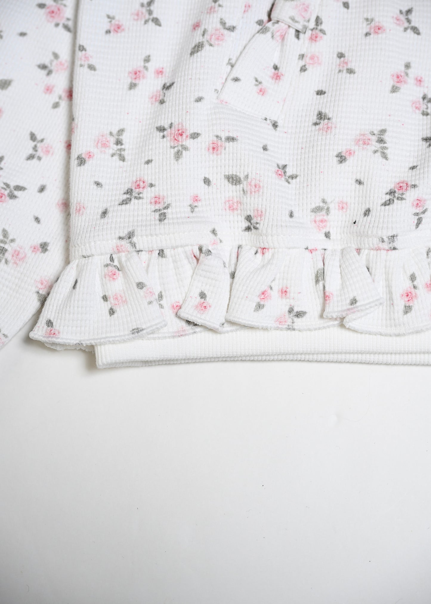 flower waffle ribbonful zip hoodie