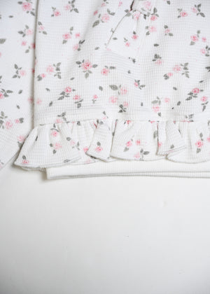 flower waffle ribbonful zip hoodie