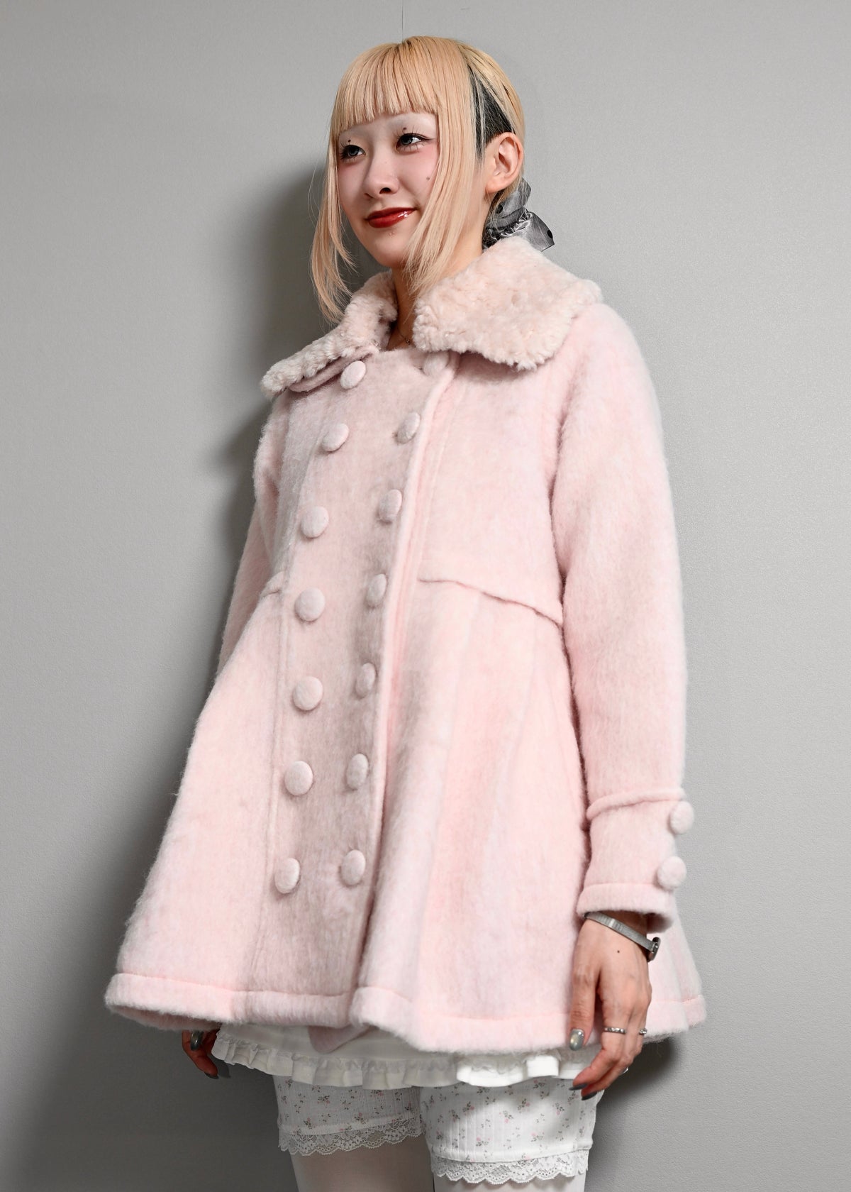 grace fur collar wool long coat