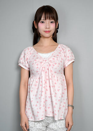 【8月初旬発送】flower waffle ribbon tunic