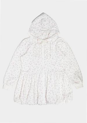flower waffle balloon zip dress