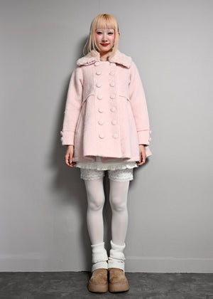 grace fur collar wool long coat