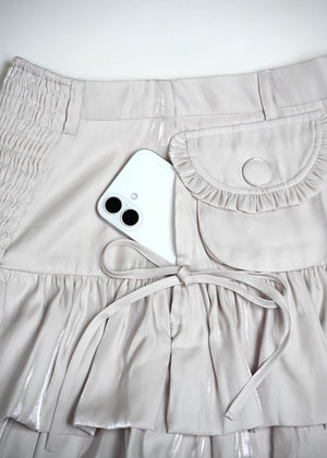 cargo frill shimmer tiered skirt