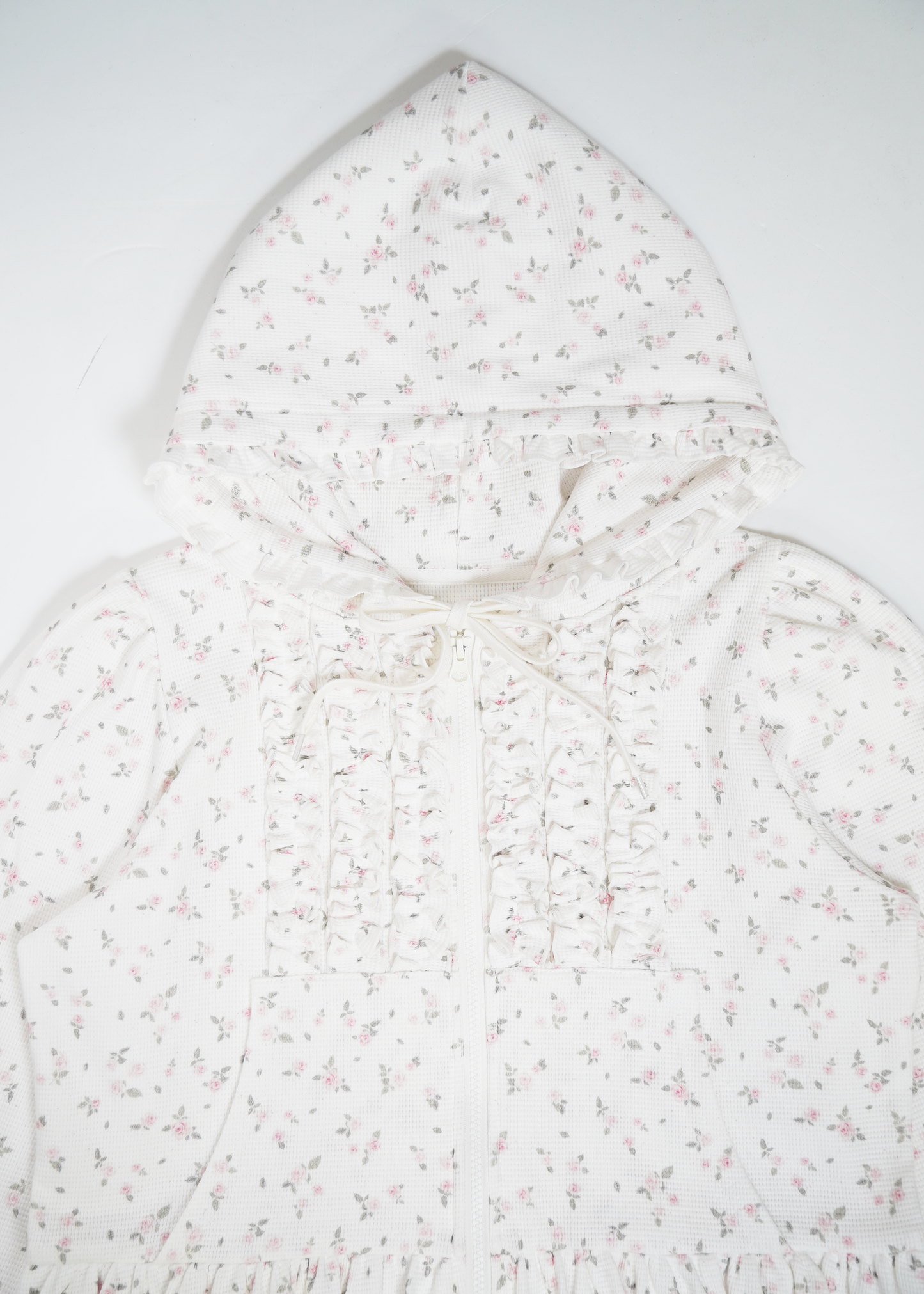 flower waffle balloon zip dress