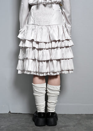 cargo frill shimmer tiered skirt