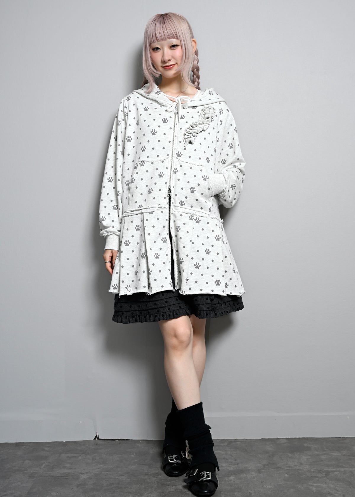 button frill wool dot skirt