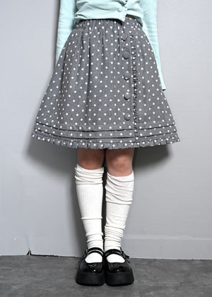 button frill wool dot skirt