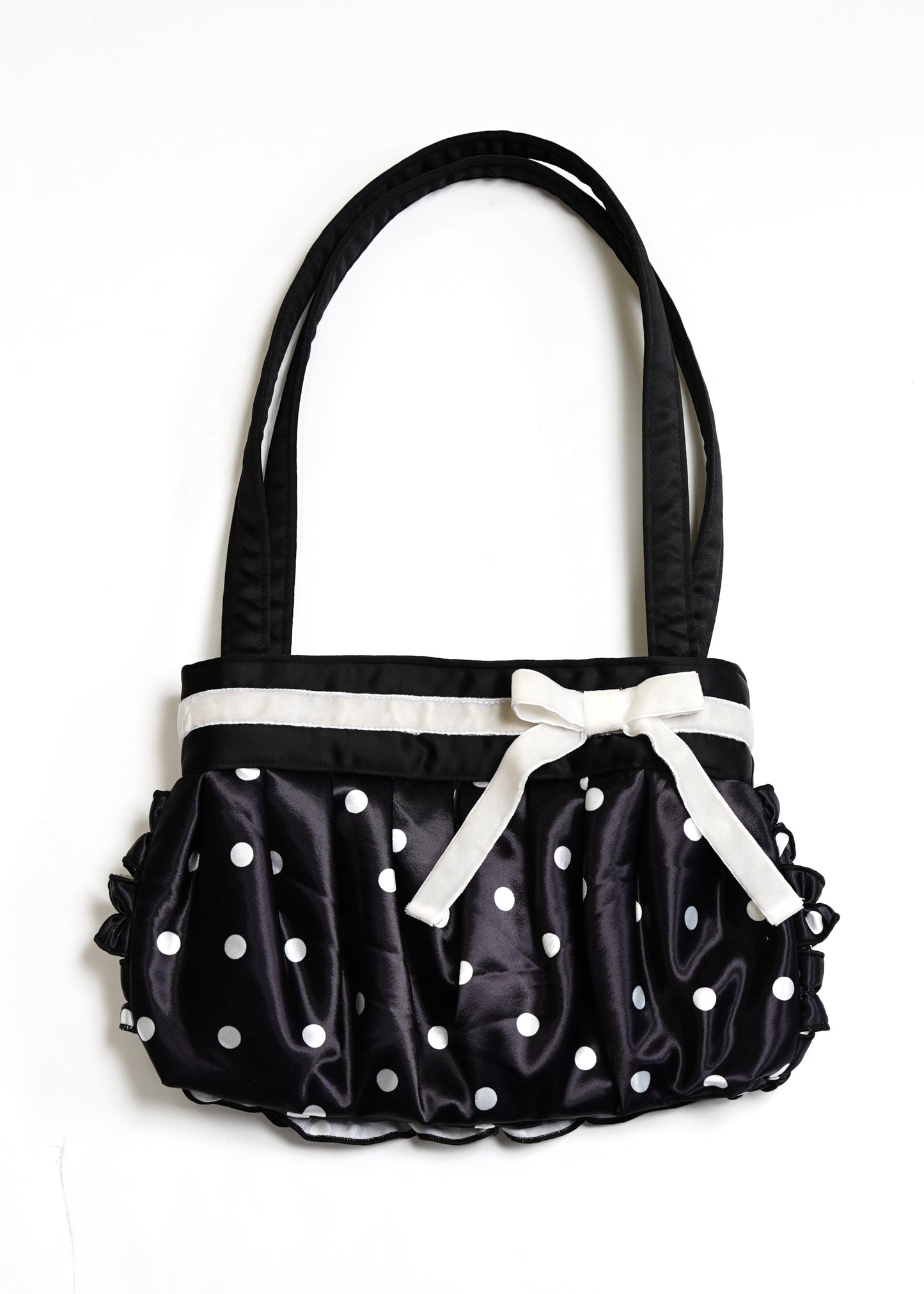 ribbon ruffle satin bag
