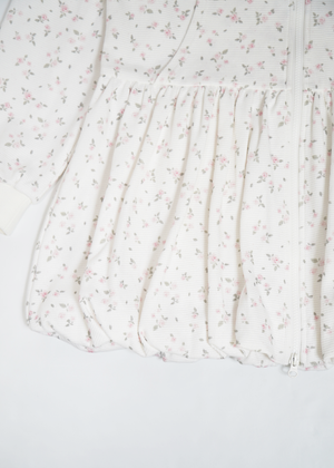 flower waffle balloon zip dress