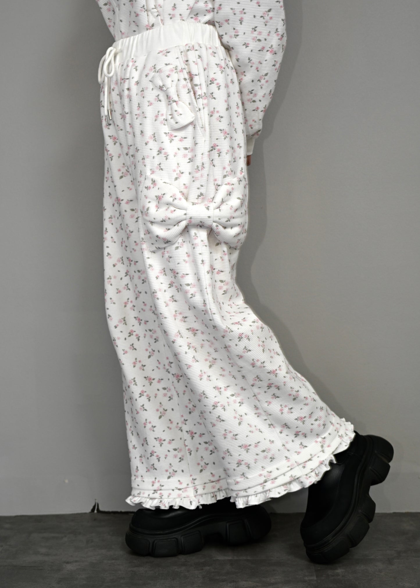 flower waffle ribbonful lounge pants