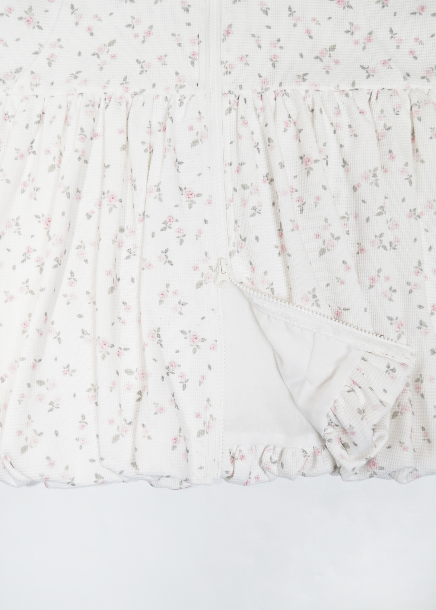 flower waffle balloon zip dress