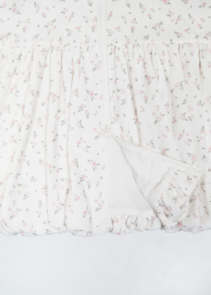 flower waffle balloon zip dress