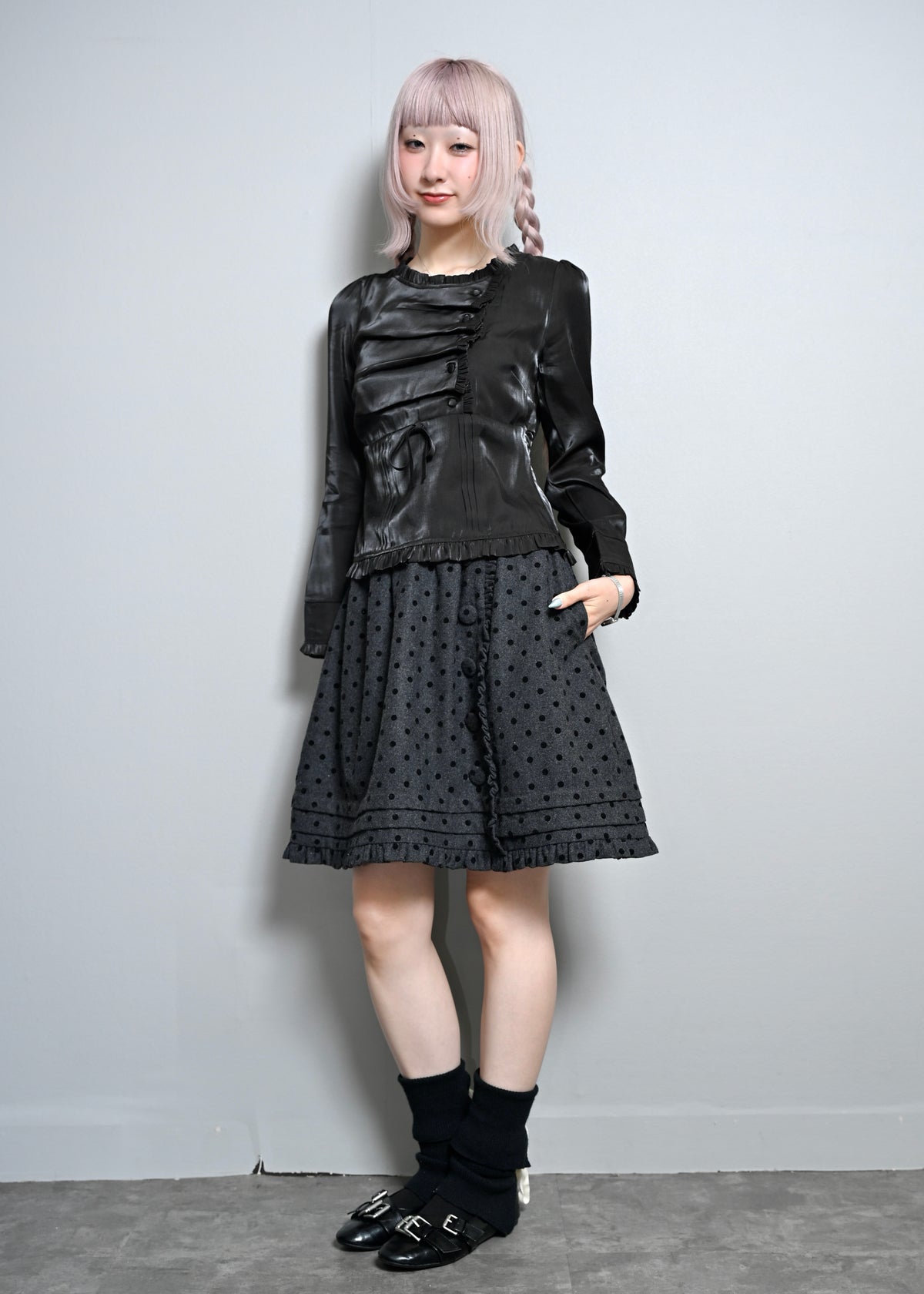 button up shimmer blouse