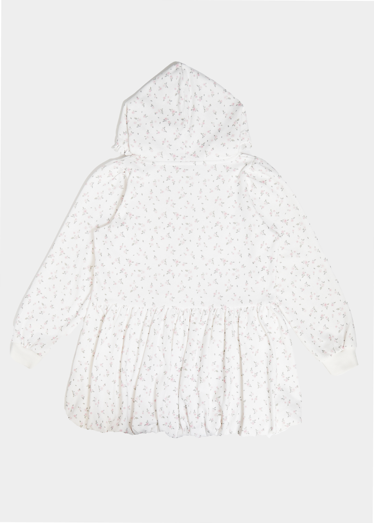 flower waffle balloon zip dress