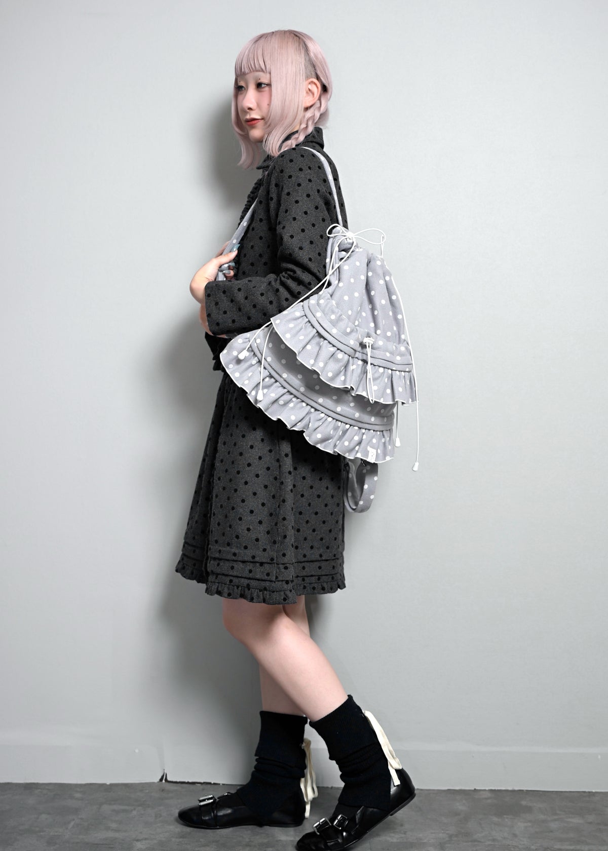velvet dot woolly frill knapsack