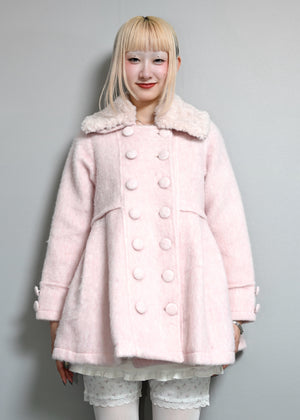 grace fur collar wool long coat