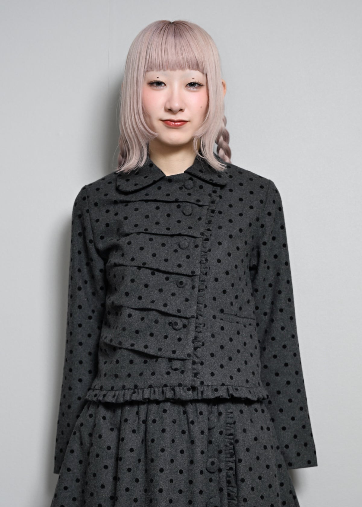 button up wool dot jacket