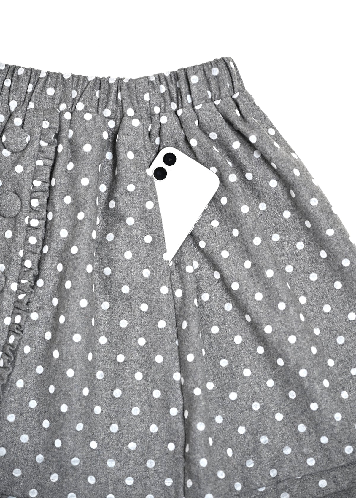 button frill wool dot skirt
