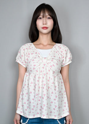 【8月初旬発送】flower waffle ribbon tunic