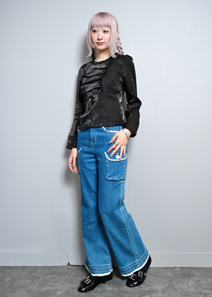 button up shimmer blouse