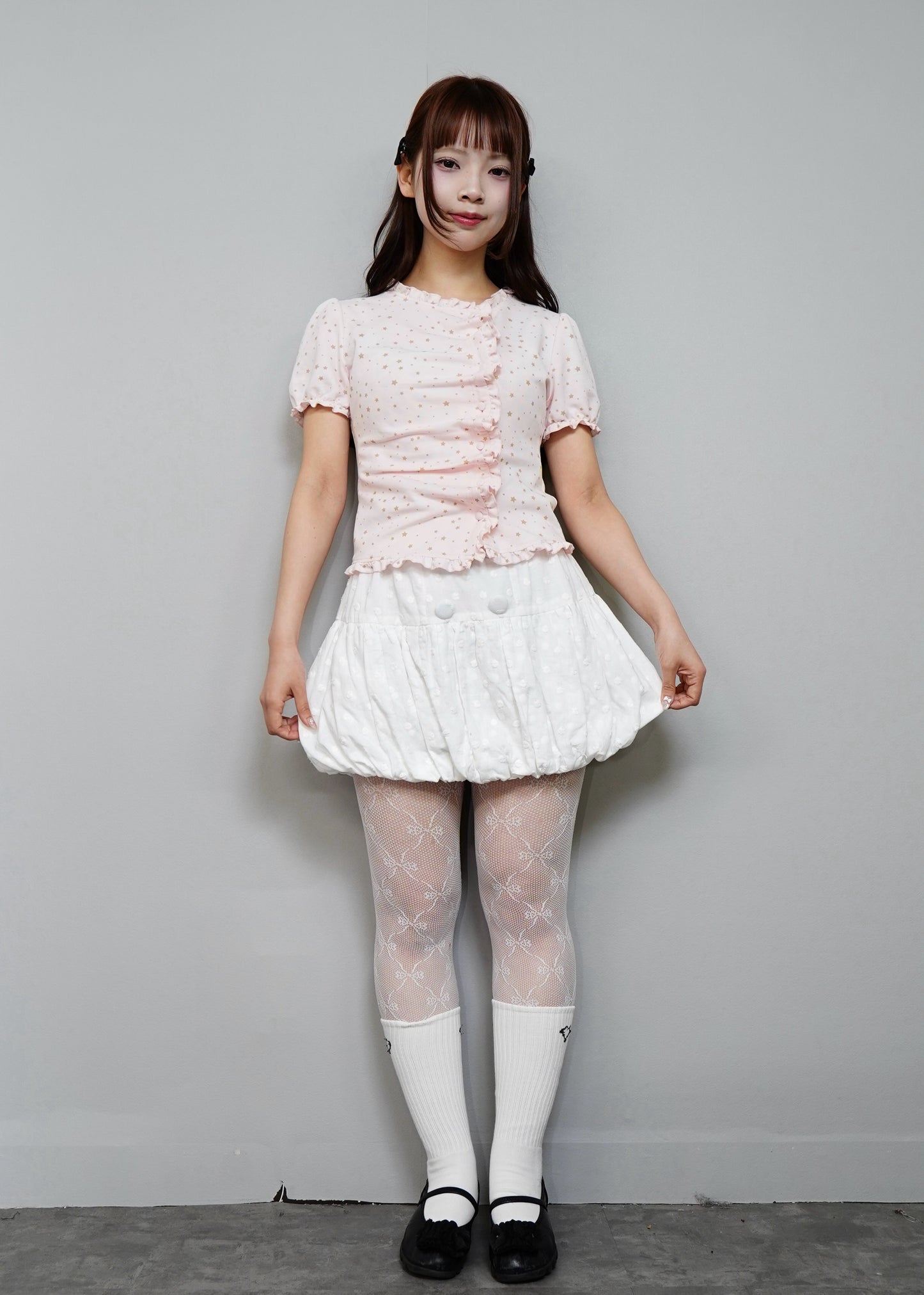cotton dot stitch balloon skirt