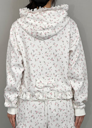 flower waffle ribbonful zip hoodie
