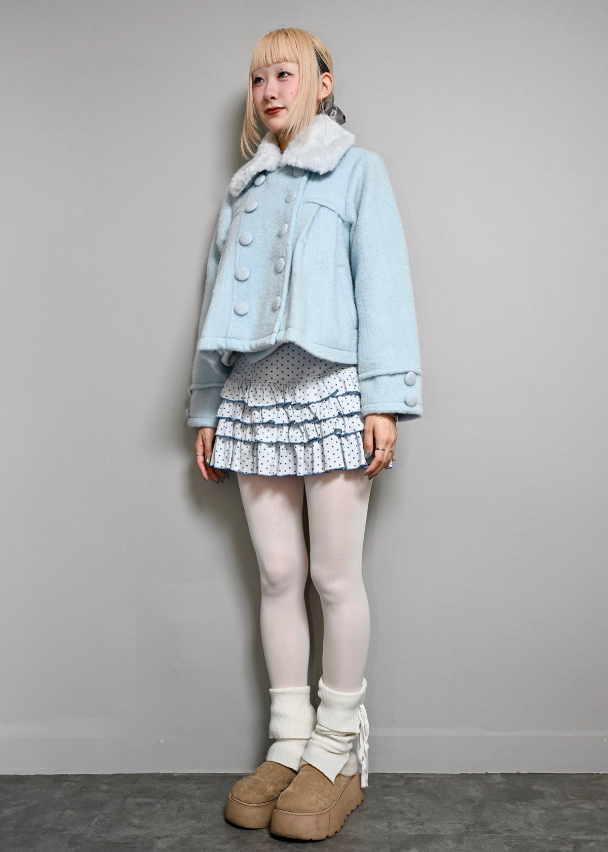 grace fur collar wool coat