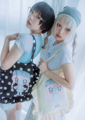 【HUHUEE】gallery girl satin frill bag