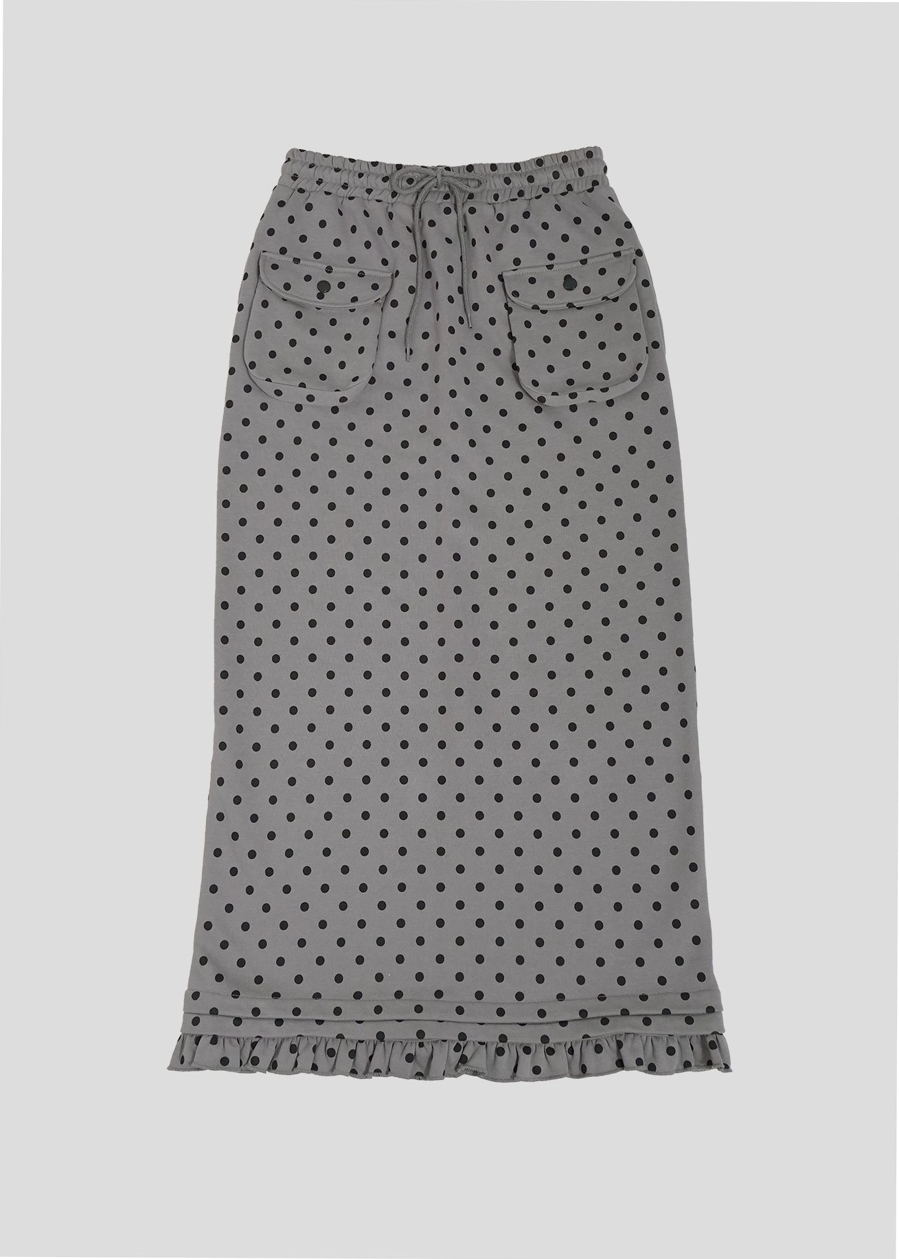 cargo frill long skirt-DOT GRAY