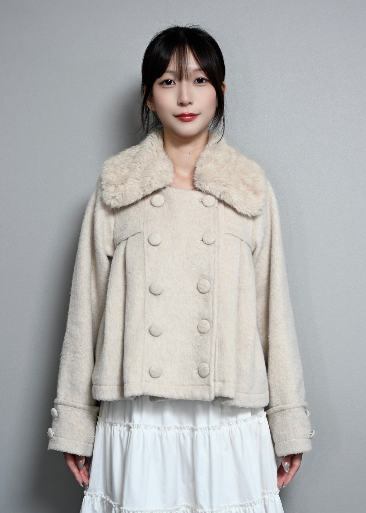 grace fur collar wool coat